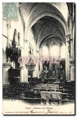 Coye - Interior da Igreja — Sini-Bronnure & A. Breger Frères (Depositado) — Vignard, Ed. - Coye