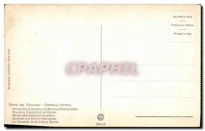 Berufung von Andréas und Simon — Sistine-Kapelle — In Italien gedruckt — Rückseite