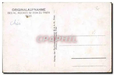 Altar do santuário do Dom de Trier — Originalaufnahme 1933 — Verlag der Paulinus-Druckerei G.m.b.H., Trier — Verso