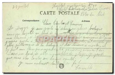 TRESTAOU en PERROS-GUIREC - Le Grand Hôtel et la Plage — Col. E. Blévennec — Verso