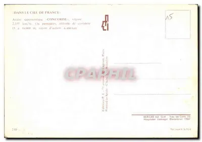Concorde — Avião supersônico — Edições P.L. Paris — Verso