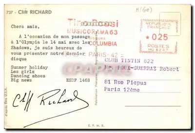 Cliff Richard — na zewnątrz — Tino Rossi Musicorama 63 — Rewers