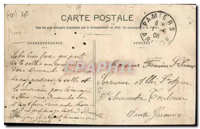 Toulouse - Praça e Torre do Capitólio, canto Alsace-Lafayette — Fototipo Labouche Frères, Toulouse — Verso
