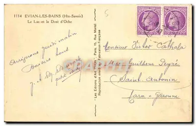 Évian-les-Bains — See und die Dent d'Oche — Les Éditions d'Art Martel — Rückseite