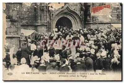 PONT-CROIX (Environs) — Confort — Jour du Pardon, procession sortant de l'Église — Éditeur EID, n° 2400