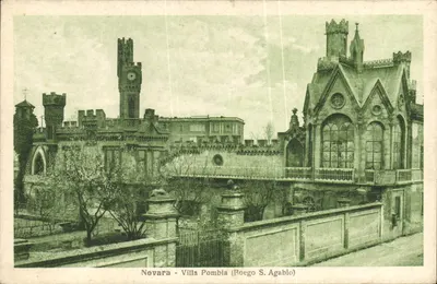 Bilhete postal antigo Novara Villa Pombla Boego S Agabio