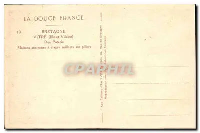 Vitré (Ille-et-Vilaine) — Casas antigas com andares salientes sobre pilares — Edições d'Art YVON, Paris — Verso