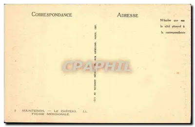 Maintenon — O castelo — Facha meridional — Lévy & Neudorff, Paris — Verso