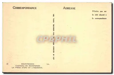 Zamek Maintenon — Jezioro i kanał — L.L. n°32 — Rewers
