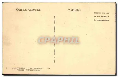 Maintenon — O castelo. Fachada meridional — L.L. — Verso
