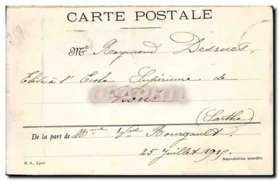 Scena di foresta — figura divina in alto — editore E. S., Lione — Verso