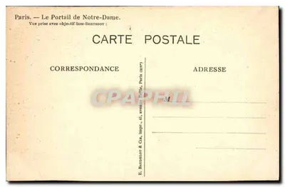 Notre-Dame de Paris — Portal — Éditeur E. Baudelot & Cie, impr. 41 avenue Roffle, Paris — Rewers
