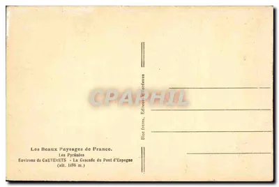 Wodospad Pont d'Espagne — Pyrenées — Wydawcy bracia Bordeneux — Rewers