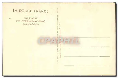 Fougères — Torre do Gobelin — Éditions d'Art Yvon — Verso