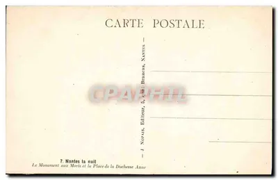 Nantes w nocy — Pomnik Upamiętnienia i Plac Księżnej Anny — J. Novais, Nantes — Rewers