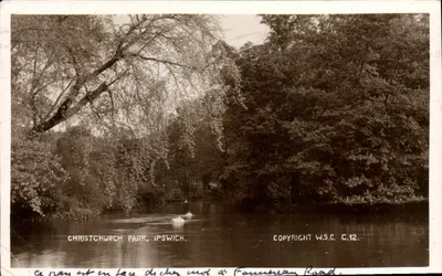 Christchurch Park, Ipswich — vista do lago — W.S.C. C.12