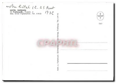 Hotel Barbara — Freiburg im Breisgau — Schmeitzer-Farbdruk-Verlag — Verso