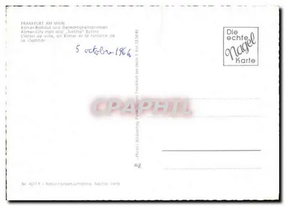 Frankfurt am Main — Römer-Rathaus i fontanna Justitia — Nagel Karte Nr. 4617 F — Rewers