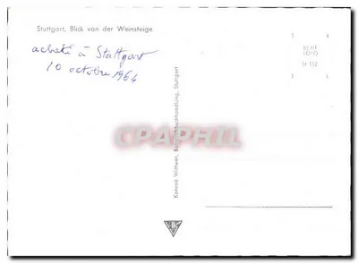 Stuttgart, vista desde a Weinstiege — editor Konrad Wittwer, Stuttgart, n° 152 — Verso