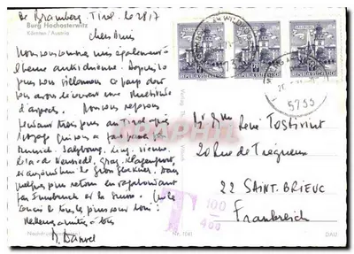 Burg Hochosterwitz — Carinthia, Áustria — editor Verlag Tiroli, n° 1041 — Verso