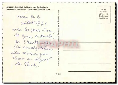 Schloss Hellbrunn — widok z parku — Kiel Verlag, S 1-30 — Rewers