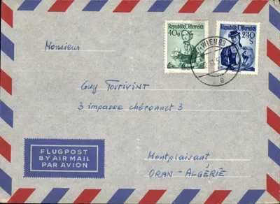 Viena — Carta aérea para Oran — editor Flugpost