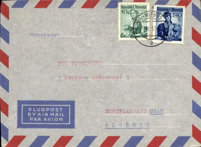 Aéropostale Viena — Argélia — 1957 — editor Flugpost
