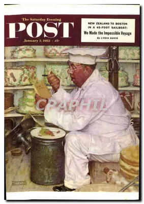 Chef na cozinha — ilustração para The Saturday Evening Post — Norman Rockwell