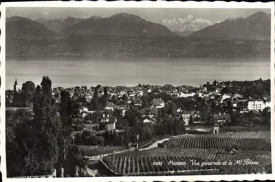 Morges — Vista geral e o Monte Branco — Edição Art. Perrochet & Phototypie, S.A., Lausanne