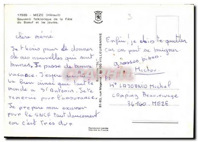 Festa folclórica de Meze (Hérault) — Lembrança folclórica — Edições L'Écrouche — Verso