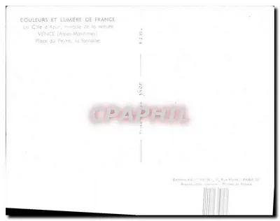 Vence — Place du Peyra, a fonte — Editora de Arte 'YVYN' Paris 10e — Verso