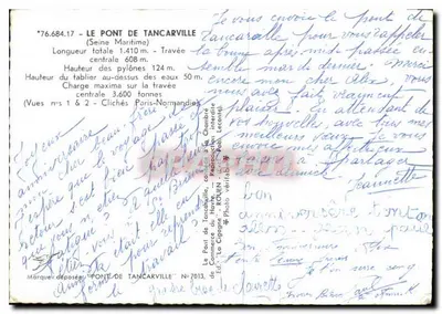 Uitzichten van de Brug van Tancarville — Seine Maritime — Uitgever La Gironne, N°7013 — Achterkant