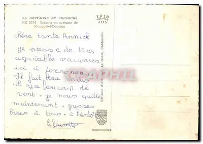 Kinderen in kleding van Plougaouet-Daoulas — Bretagne in kleur — Éditions d'Art Jos — Achterkant