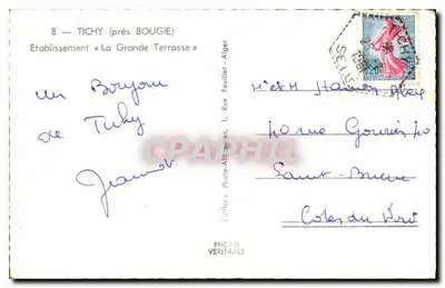 Tichy (próximo a Bougie) — Estabelecimento «La Grande Terrasse» — Editor Épra — Verso