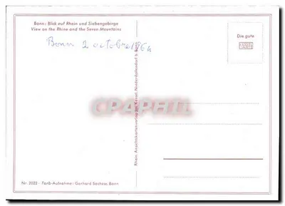 Bonn — Widok na Rzeka Ren i Siedem Gór — Kessel Ansichtskartenverlag — Rewers