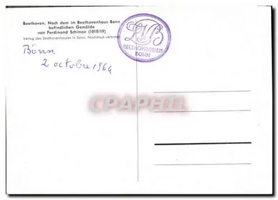 Ludwig van Beethoven — retrato — Verlag des Beethovenhauses in Bonn, n° 1818/19 — Verso