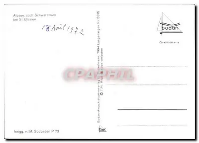 Albsee, sul do Schwarzwald — perto de St. Blasien — Bodan, série 5015 — Verso