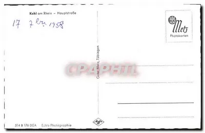 Kehl am Rhein — Hauptstraße — Gebr. Metz, Tübingen, n° 514 B 176 DEA — Verso