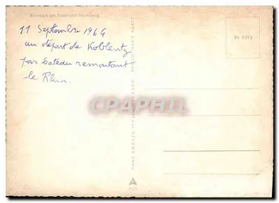Braubach am Rhein i Marksburg — widok panoramiczny — Hans Andres Verlag, Rh 9093 — Rewers
