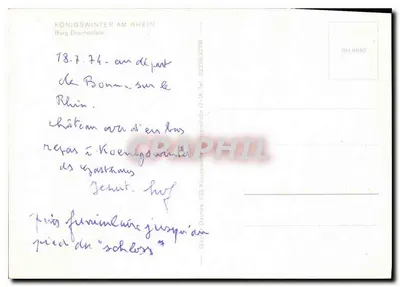 Castelo de Drachenfels — Königswinter no rio Reno — editor Graphil — Verso
