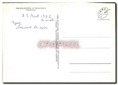 Waldkirch no Schwarzwald — Ruínas da Kastelburg — Schöning Farbkarte n°3895-1 — Verso