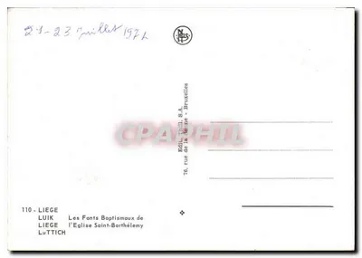 Os Fontes Batismal da Igreja de São Bartolomeu — Liège — Editor LUIK — Verso