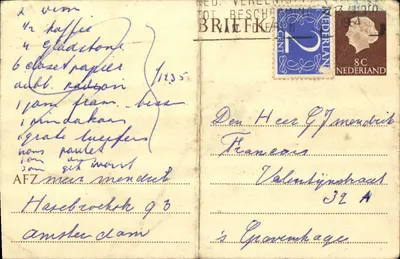 Amsterdam — cartão postal com mensagem manuscrita — editor AFZ