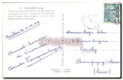 Gaillon (Eure) — Viejas casas normandas y antiguo castillo de los arzobispos de Rouen — Editor Saby — Reverso