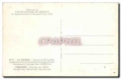 La Calypso — Navio de Pesquisa — Editado pelo Comitê Nacional da Criança — Verso
