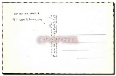 Bacia do Luxembourg — Paris — Edições de Arte RAYMON — n° 116 — Verso