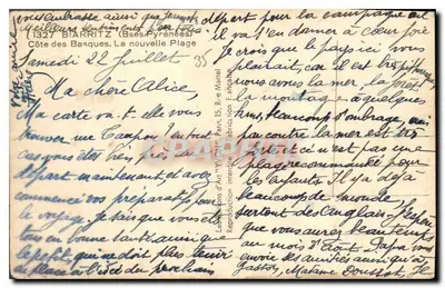 Biarritz — Nowa plaża — Wydawnictwo Sztuki 'WYON' n°1327 — Rewers
