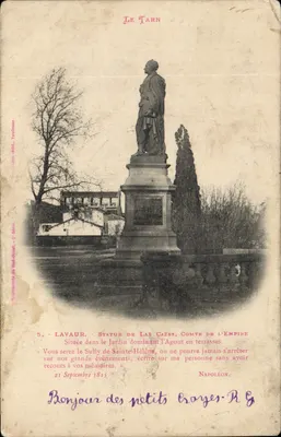 Lavaur — Estátua de Las Cases, Conde do Império — Editor: Souvenirs du Sud-Ouest, 7ª série