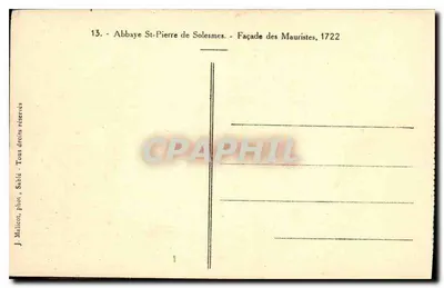 Abbaye Świętego Piotra w Solesmes — Façada Maurystów, 1722 — J. Malicon, Sablé — Rewers
