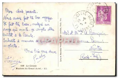 Rochers du Grand Autel — widok wybrzeżny — Levy et Neudien Réaux, Paryż, Wyd. 128 — Rewers